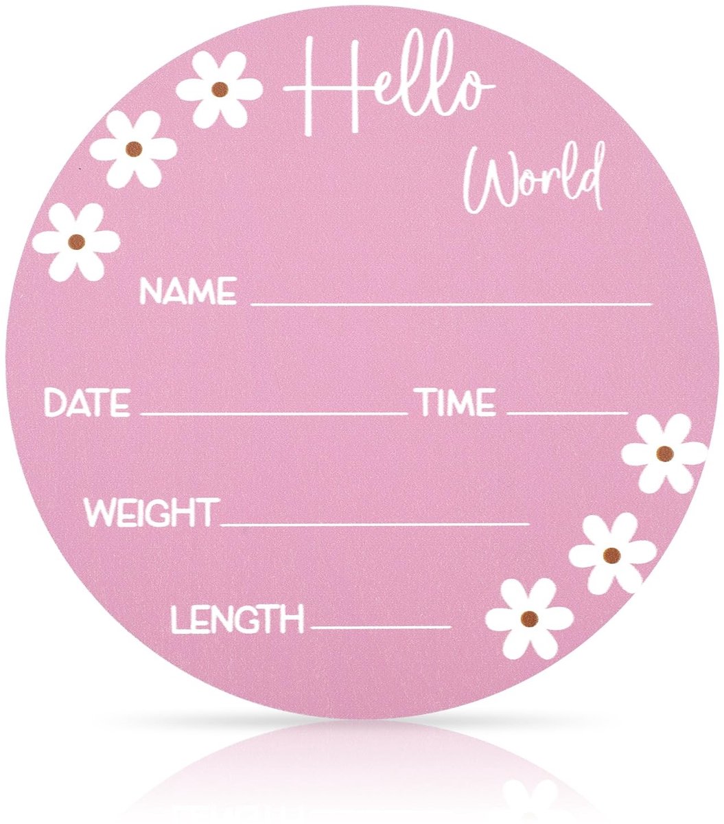 Elzusha - Babynaamplaatjes - Houten Bord - Fotografie Rekwisieten - Roze Rood - Geboortenaamplaatje - Babyshowercadeaus - Geschikt voor Ziekenhuisk...