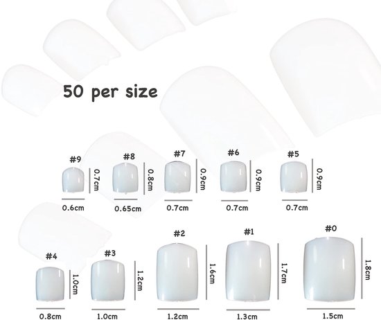 500 stuks natuurlijke Franse acryl kunstteennagels - teennagels tips - nagelkunst accessoires van Merkloos	 — afbeelding 4