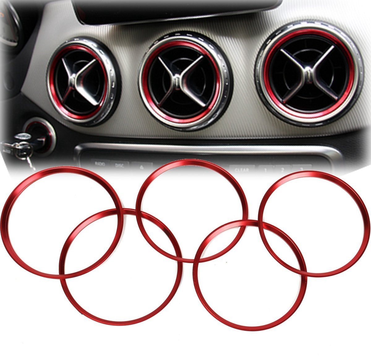 5-delige luchtuitlaat decoratieve ring compatibel met Mercedes Benz A-klasse A180 A200 A250 W176