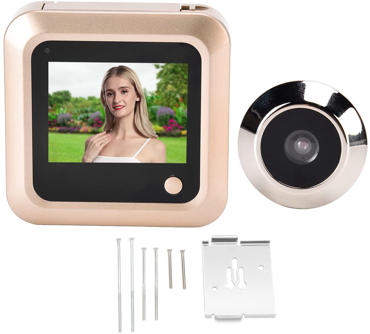 Jhubersproducts - Videodeurbel - Gouden digitale deurkijker - 2,4 inch HD beeld - Nachtzicht - Antidiefstal - Geschikt voor thuiskantoor - Groothoek 1