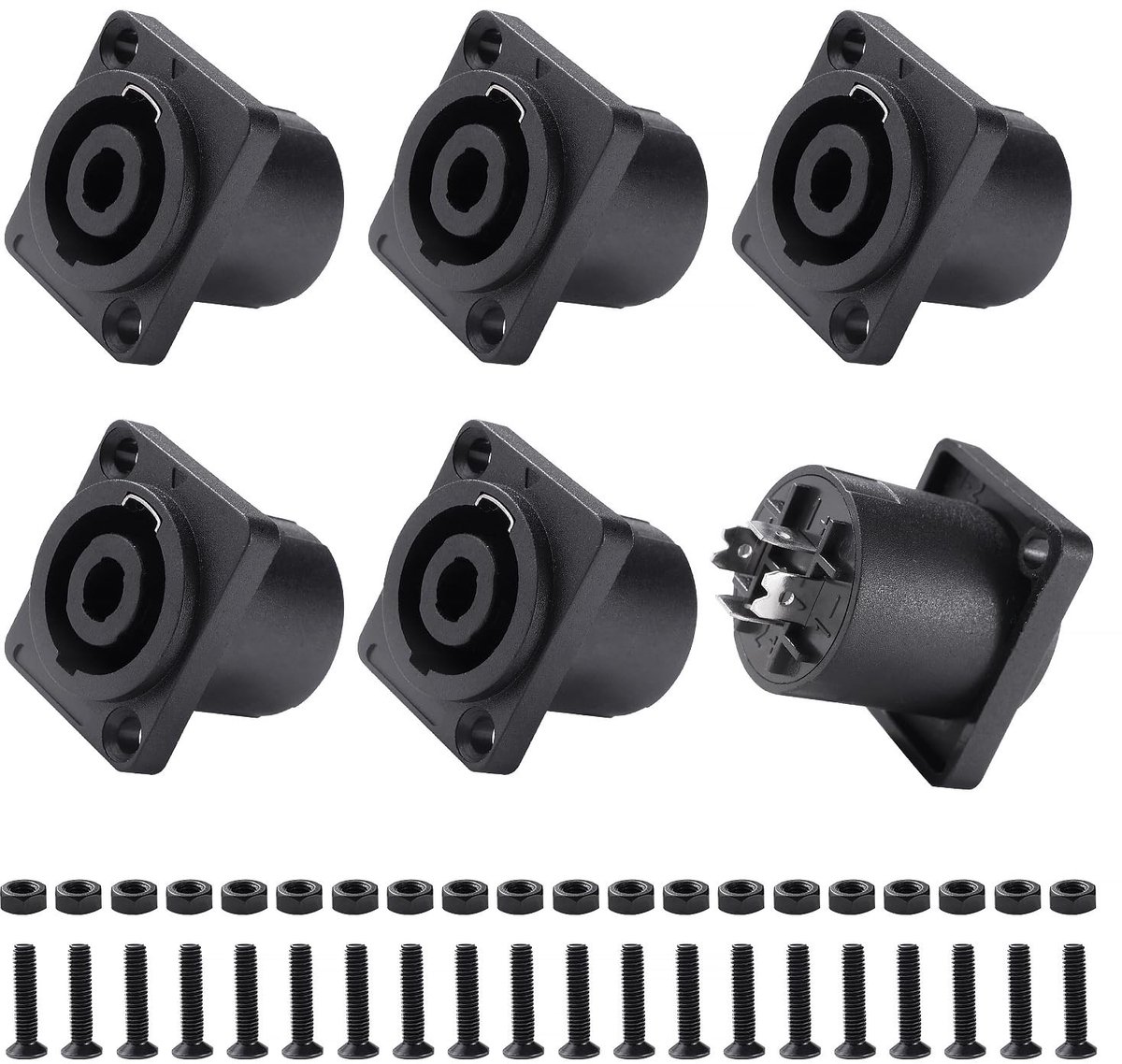 Dailygoods - 4-Polige Speakon Paneelmontage-Aansluiting - Luidsprekeraansluiting - Zwart - Compatibel met NL4MP - Ideaal voor audio-installaties - Inc