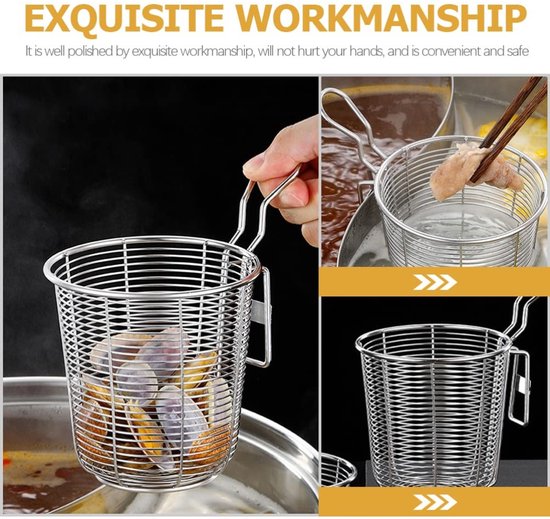 Dailygoods - Roestvrij stalen pastamachine - Mesh spinnenzeef - Duurzaam en praktisch - Zilver - Geschikt voor noedels - Veilig in gebruik - Voor knoe van Dailygoods — afbeelding 2