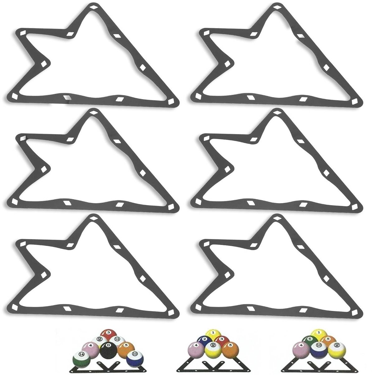 Dailygoods - biljart ballenrek - 6-delige set - professioneel triangle rack voor snooker en biljart - voor optimale speelervaring - duurzaam materiaal