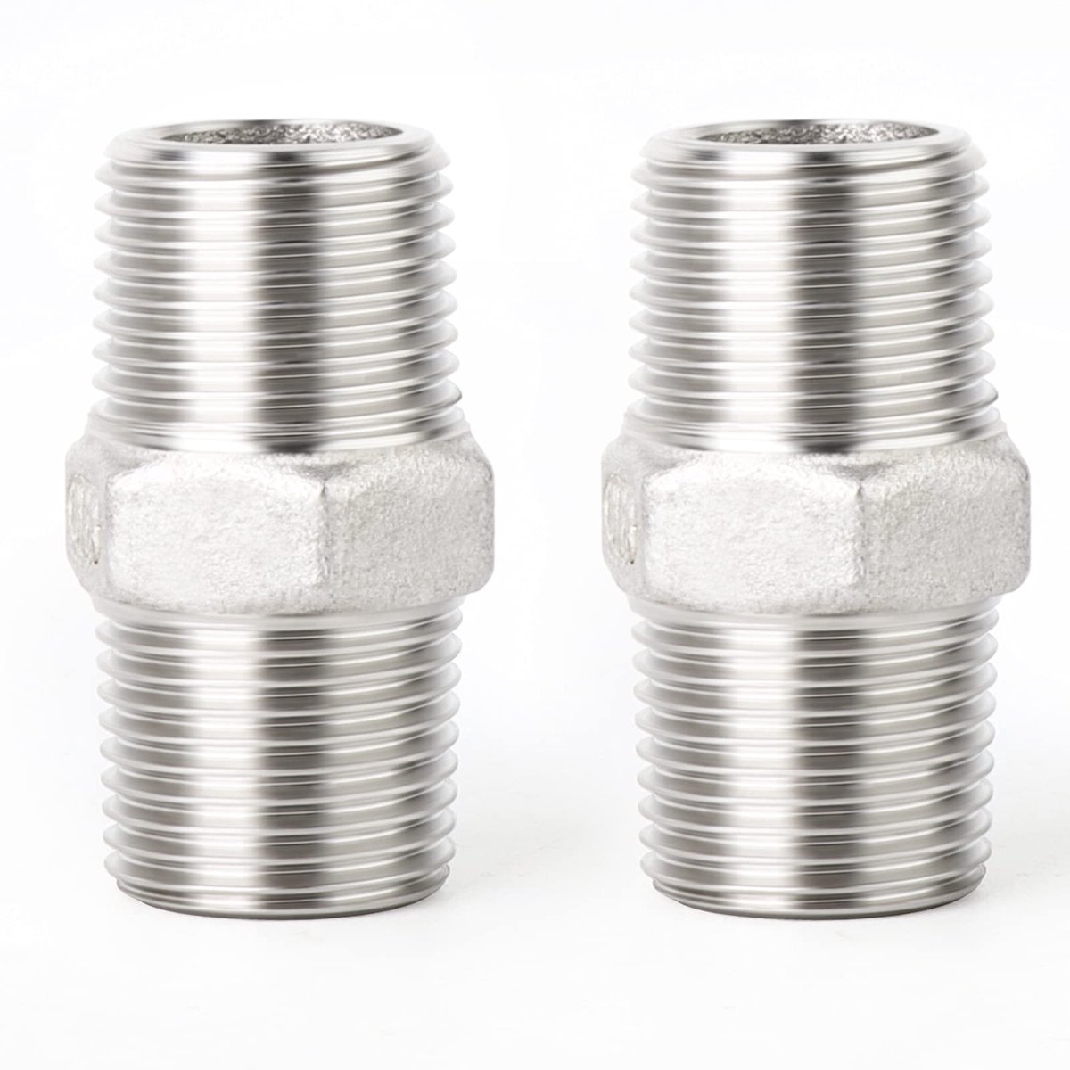 Elzusha - 3/4 inch - Roestvrijstalen zeskantnippel - Rechte connectoradapter - Zilver - BSP-schroefdraad - Duurzaam en corrosiebestendig - Geschikt...