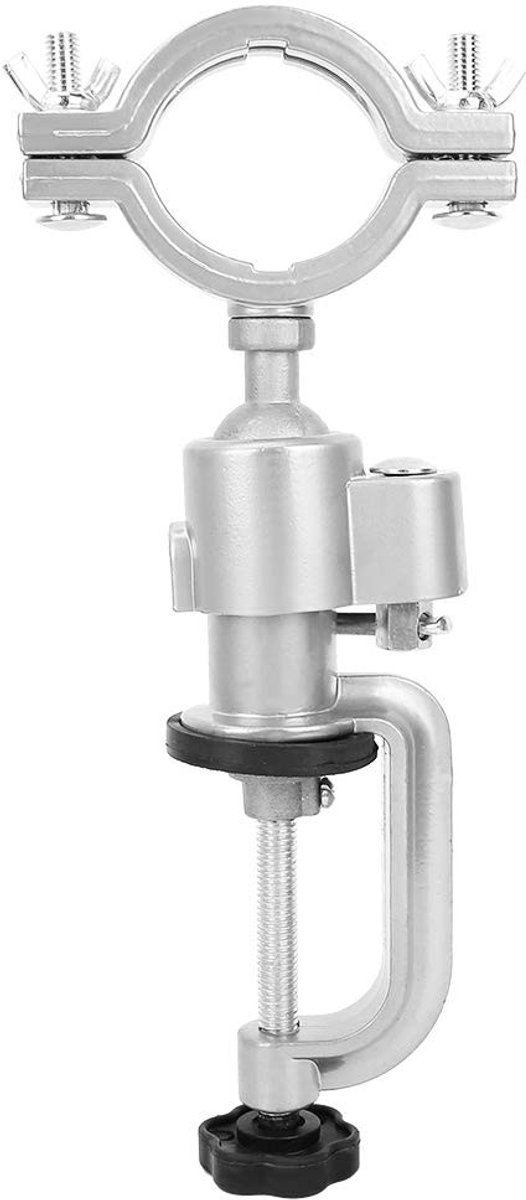 Dailygoods - 360 Graden Elektrische Boorstandaard - Universele Beugel - Multifunctioneel - Aluminium - Bankschroef - Voor Hobby en Modelbouw