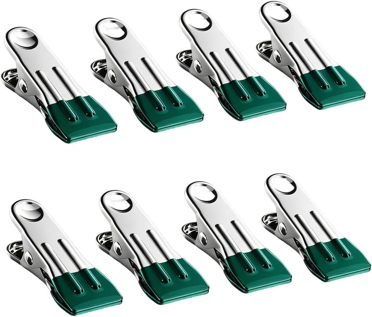Wasknijpers - Kledingklemmen - Wasgoed Drogen - Roestvrij Staal - 8 Stuks - Groen