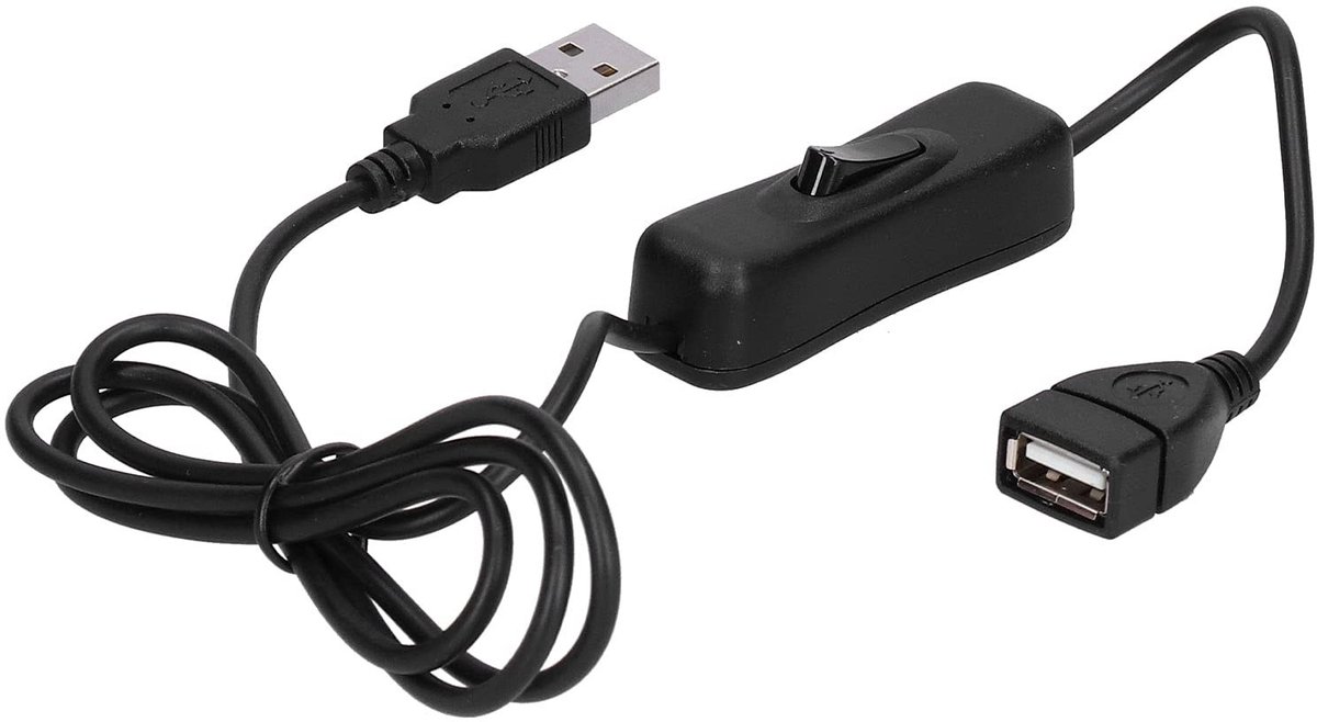 Smoakez - USB-schakelaar-verlengkabel - USB-kabel met aan/uit-schakelaar - 1 meter - Verlengkabel voor ventilator - Siliconen en messing - Geschikt...