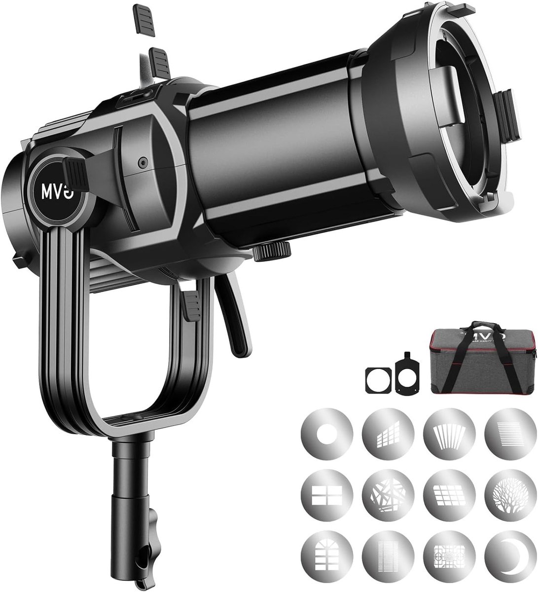 Optische Snoot voor Bowens met 12 Grafische Kaarten - Focalize Condenser voor Creatieve Lichtprojectie en Speciale Effecten voor Videolampen