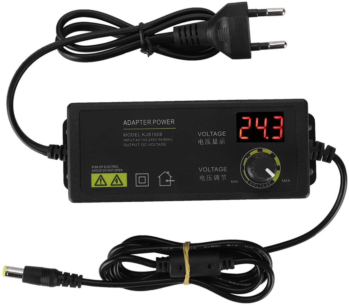 Jhubersproducts - Instelbare Voeding - DC-motortoerentalregeling - Dimbare Voeding - EU-stekker 60W - Instelbare Spanning - Geschikt voor verschillend