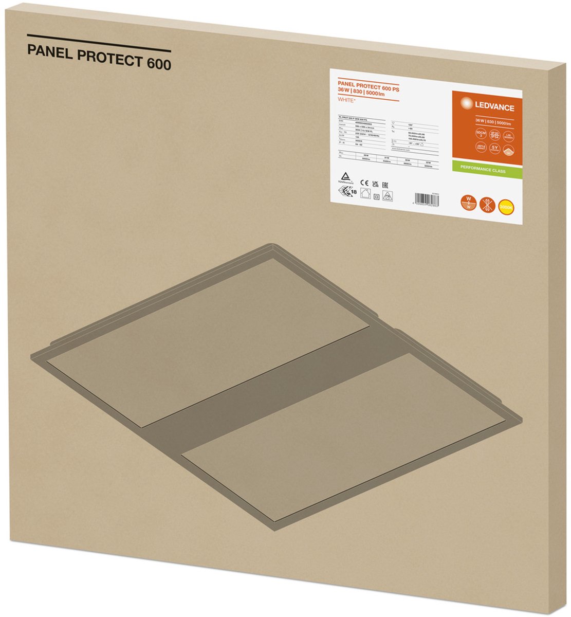 LEDVANCE LED Paneel Protect 600 36W 5040lm - 840 Koel Wit | 60x60cm - UGR