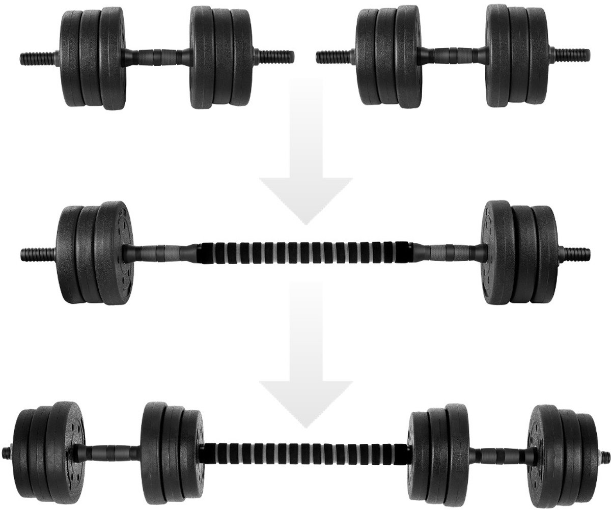 Spokey PONDUS 20 Verstelbare Dumbbells - 2x10 kg - Cementgewichten - Anti-slip foam - Connector - 94 cm