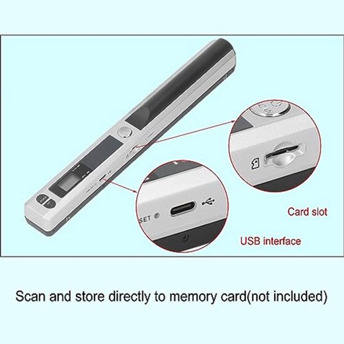 300DPI 600DPI 900DPI Draagbare Scanner, USB2.0 Draagbare Zakelijke Scanapparatuur, voor Foto A4-document Afbeelding Ontvangstbewijzen Boeken JPG PDF-formaat (Zilver) thumbnail 4