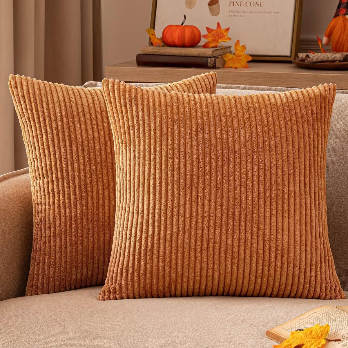 Jhubersproducts - Kussensloop - Corduroy - Elegant ontwerp - Verbrand oranje - Decoratief sierkussen - 45 x 45 cm - Geschikt voor slaapkamer