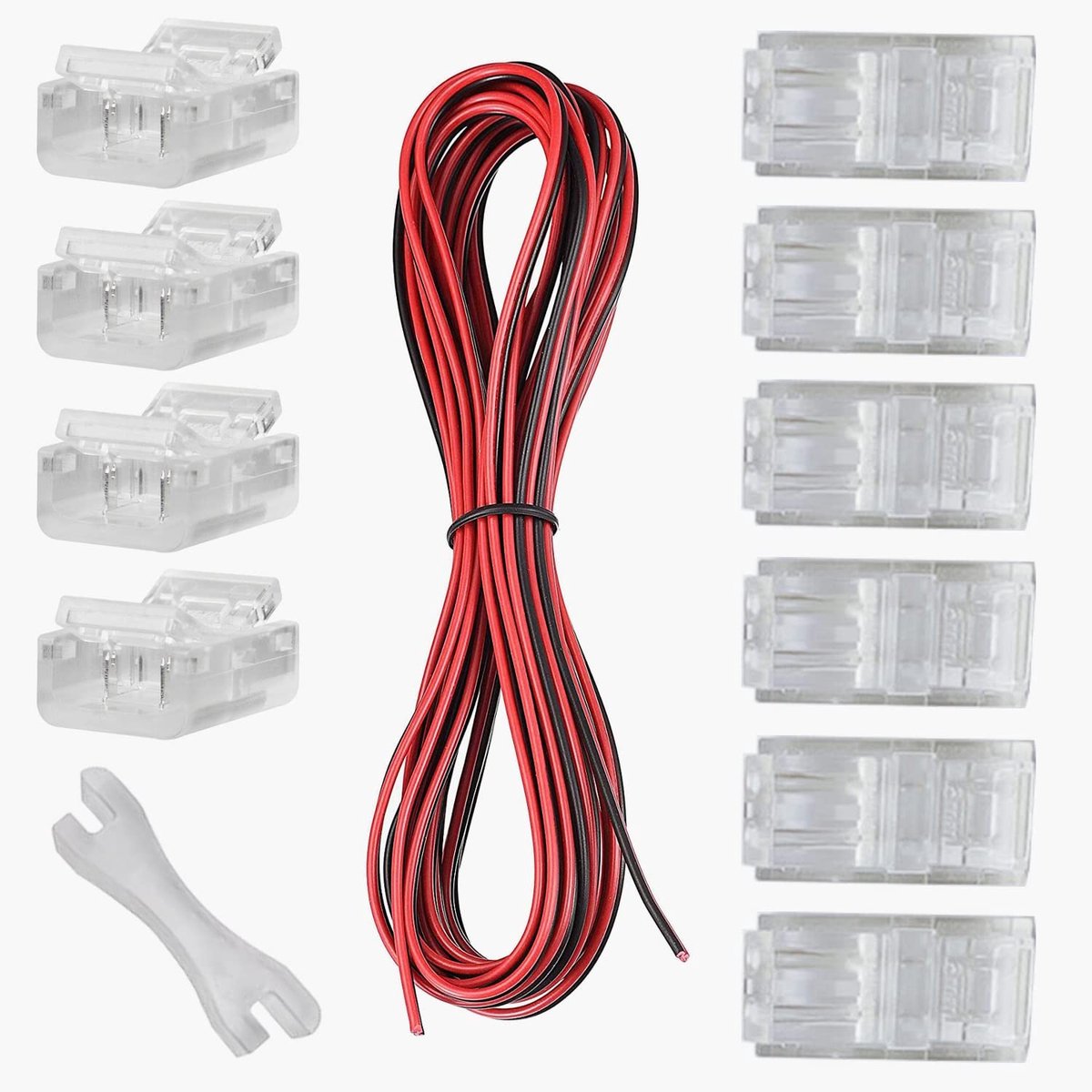 Vlemico - LED Strip Connector Kit - 5 meter verlengkabel - Eenvoudige installatie - 2-pins connectoren - Geschikt voor 8 mm LED-strips - Snelle ver...