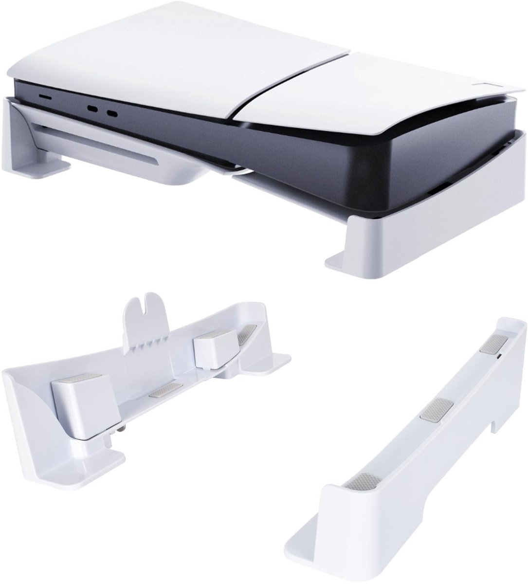 Livia home - PS5 Slim Stand - Horizontale houder - Veilig en nauwkeurig - Wit - Accessoires voor PS5 Slim - Geschikt voor PS5 Slim Disc Edition en Dig