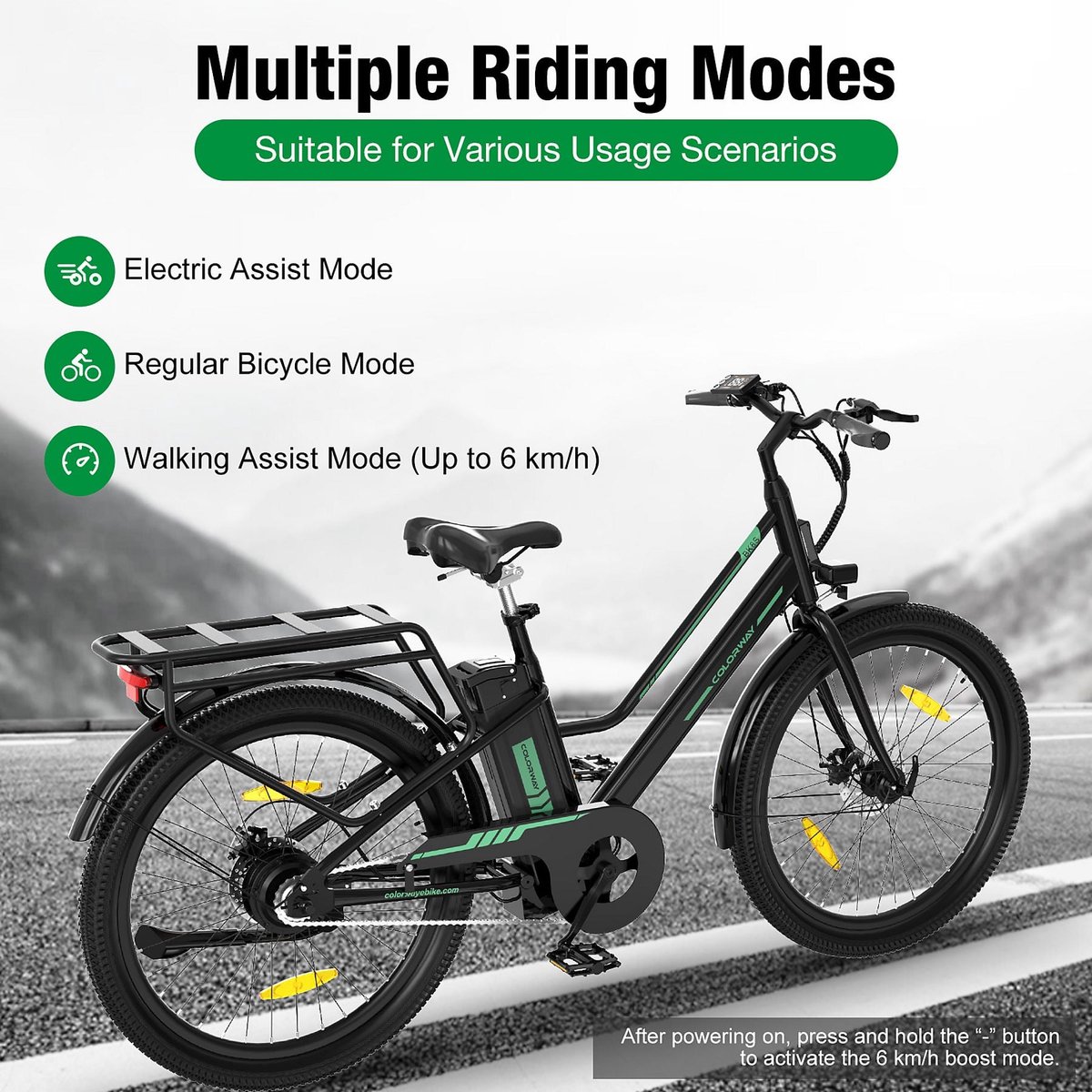 Elektrische Fiets Colorway BK8SL - Trendy 27.5 Inch City Commuter EBike met Afneembare 36V 12Ah Lithium Batterij - Mountain E-Bike met 250W Motor - Damesfiets - IP54 Waterdicht – foto 7