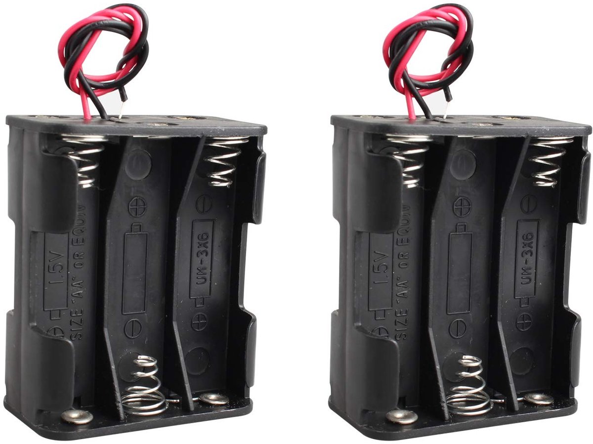 Dailygoods - Batterijhouder 6 x 1.5V AA - Plastic Clip Case - Geschikt voor hobbyprojecten - Compact formaat - Draadconnector - Ideaal voor elektronic