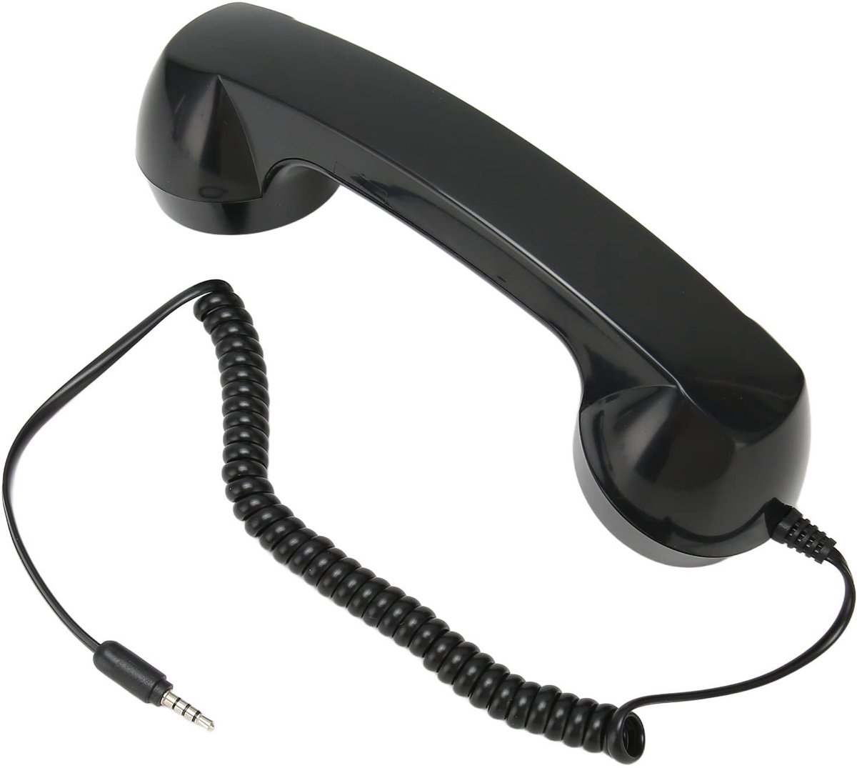Dailygoods - Retro Mobiele Telefoonhoorn - Vintage Telefoonhandset - Comfortabel Bellen - Zwart - Bedrade Headset - Stralingsreductie - Geschikt voor