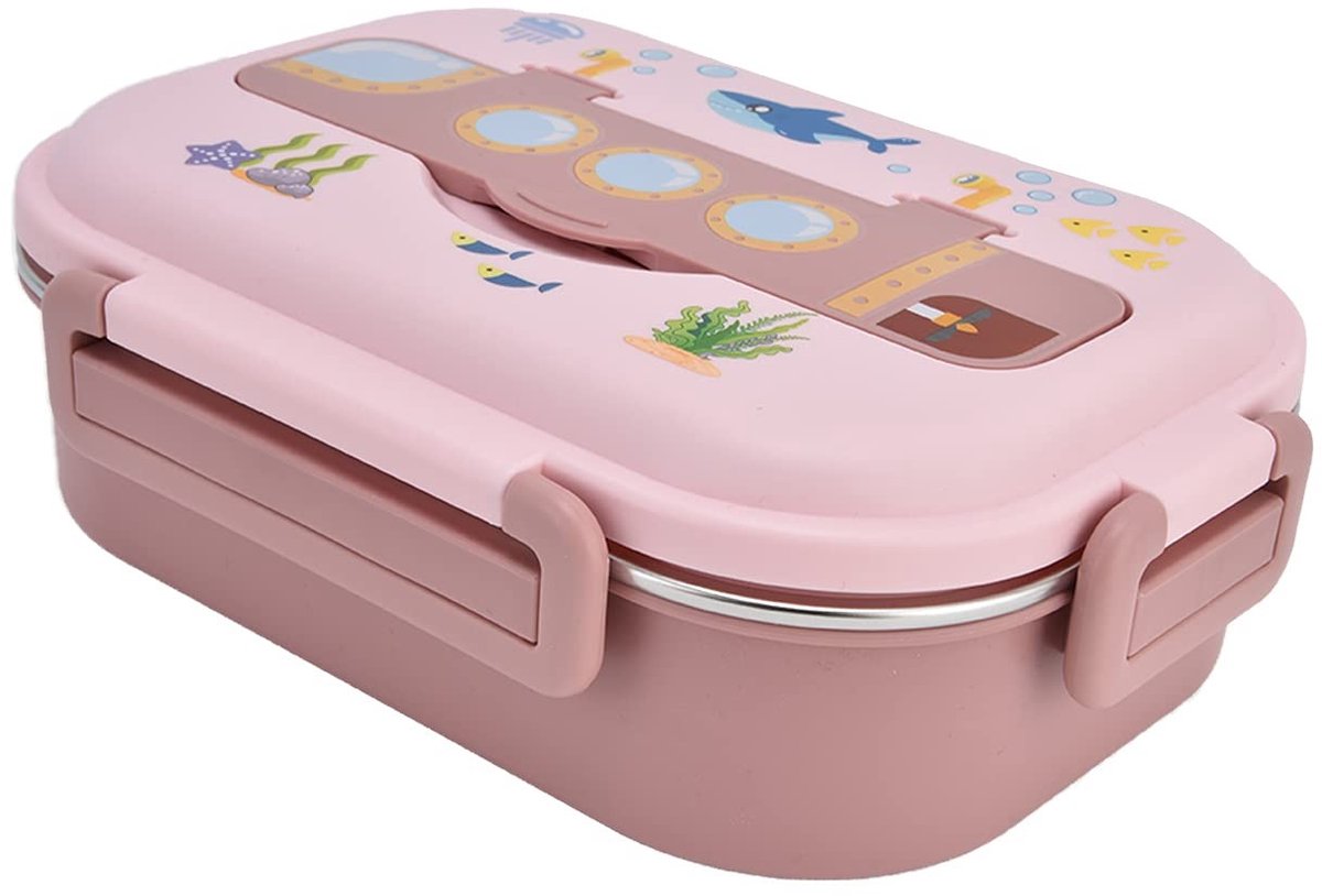 Dailygoods - Lunchbox - Lekvrije Thermos - Roestvrij staal - Roze - Ideaal voor Kinderen en Volwassenen - Vaatwasmachinebestendig