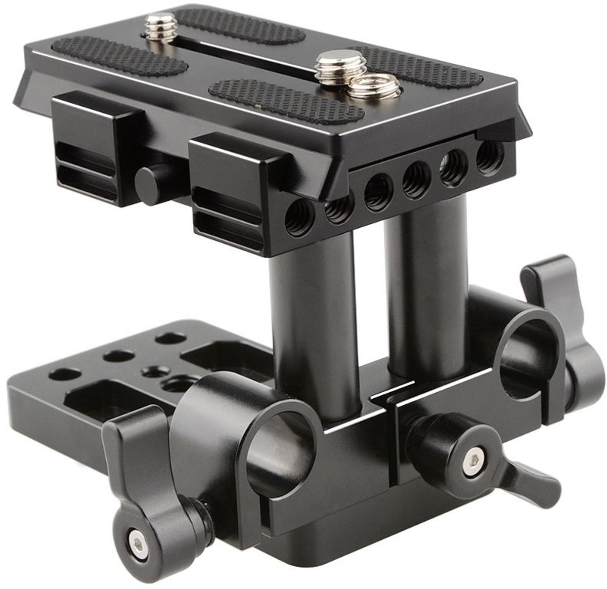 Dailygoods - Camera Montage Plaat Quick Release - Aluminium - Stabiele Montage - Zwart - 15mm Rod Clamp - Geschikt voor Manfrotto Statief