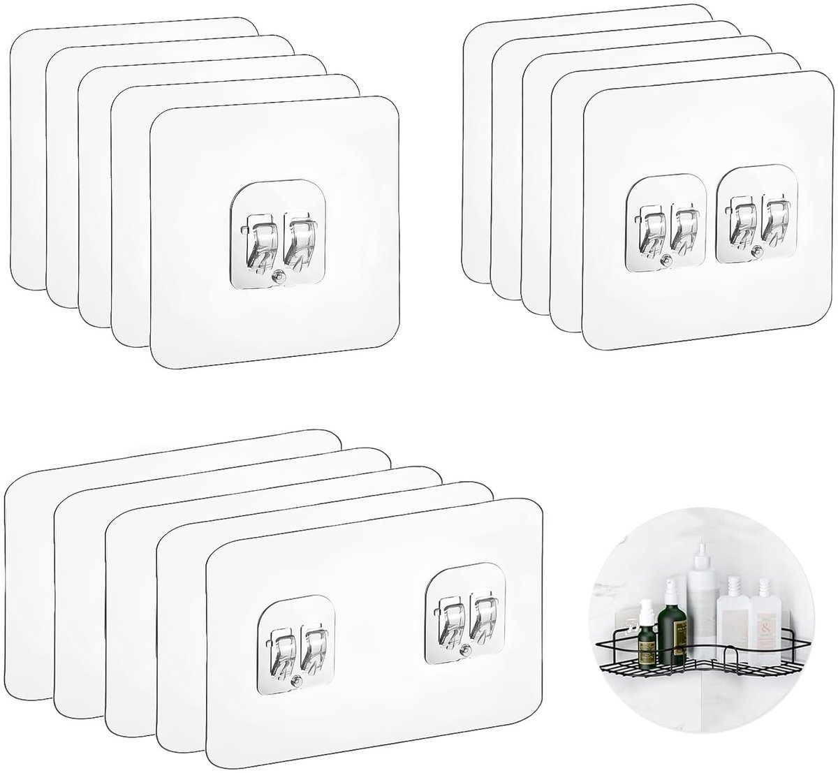 Dailygoods - Douchecaddy zelfklevende haken - Verstevigd en waterbestendig - Eenvoudige montage - Compact en functioneel - Ideaal voor badkamer en dou