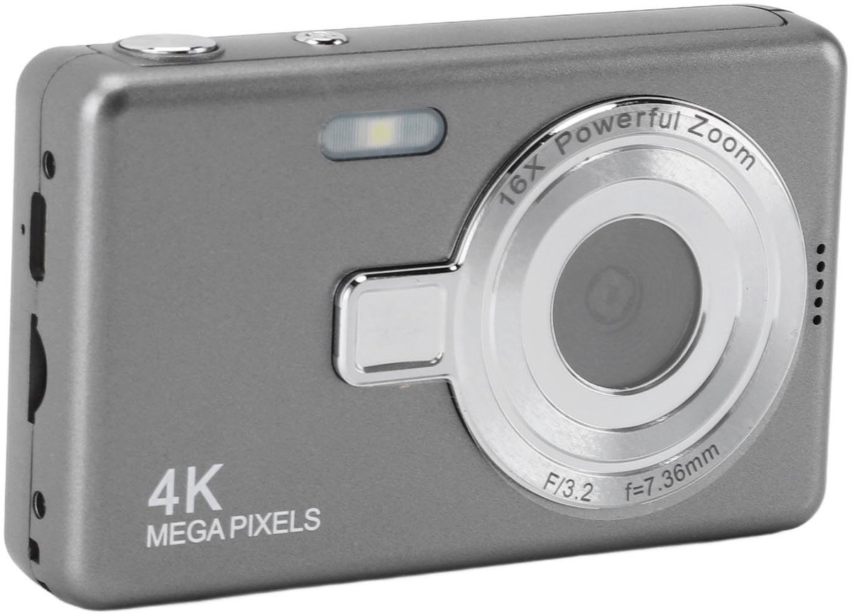 Dailygoods - Digitale camera - 1080P HD - Compacte vlogcamera - Grijs - 12MP met 16X digitale zoom - Geschikt voor tieners en volwassenen