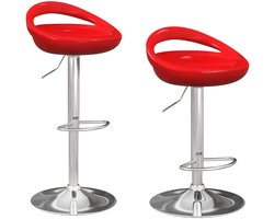 Delightness Barkrukken - Barstoelen Set Van 2 - Stoelen - Verstelbaar - Draaistoelen Met Rugleuning - Keuken - Bar - Rood