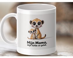 Mok Moederdag cadeau, Mijn Mama, Mijn liefde en geluk, Schattige meerkatten mok, Moederliefde mok, Cadeau voor mama