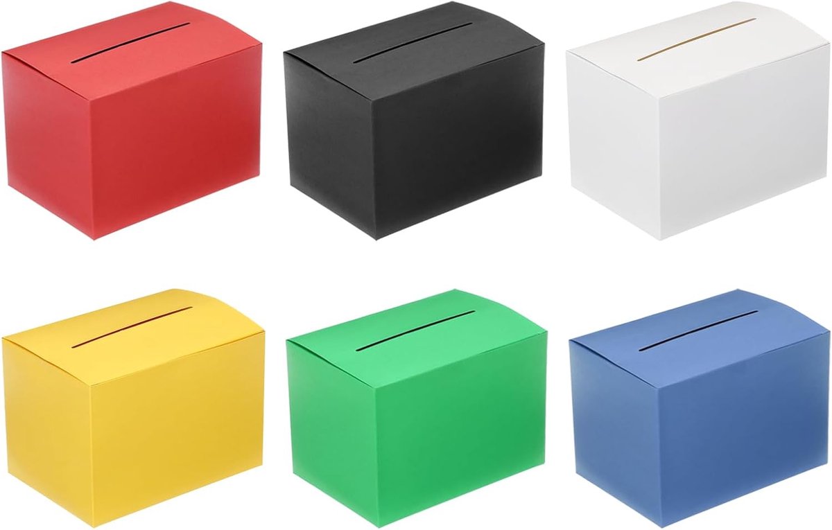 Cardboard Suggestion Box - 6pcs - 6.5 x 4.5 x 4.5 inch - stem- en inzamelbox - 6 kleuren