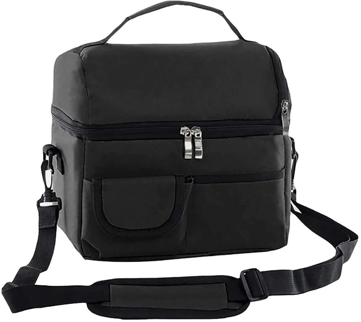 SPHProducts - Dubbellaagse koeltassen - geïsoleerde lunchtas - wasbaar en opvouwbaar - zwart - herbruikbare lunchbox voor onderweg - perfect voor pick