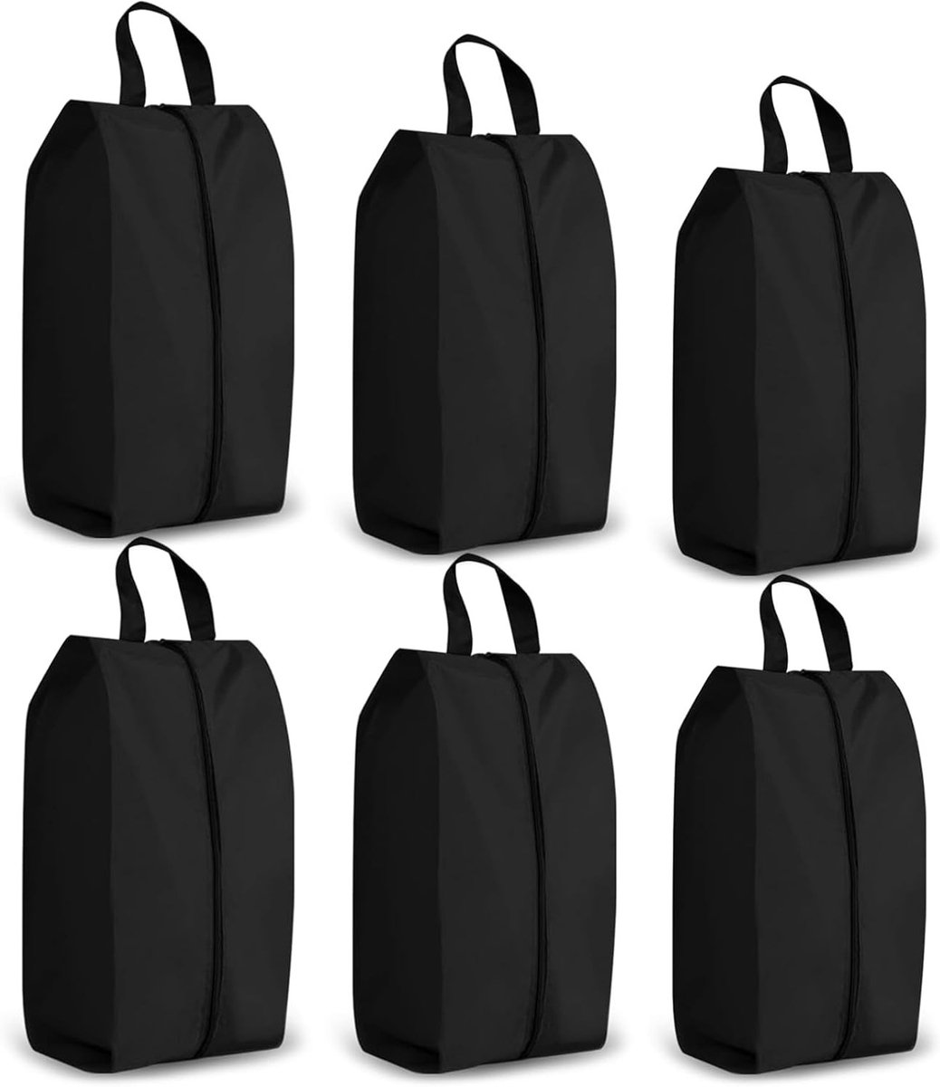Set van 6 Waterdichte Schoenentassen voor Reizen, Geschikt voor Koffer en Dagelijks Gebruik, Zwart, Ideaal voor Wandelen en Sportactiviteiten