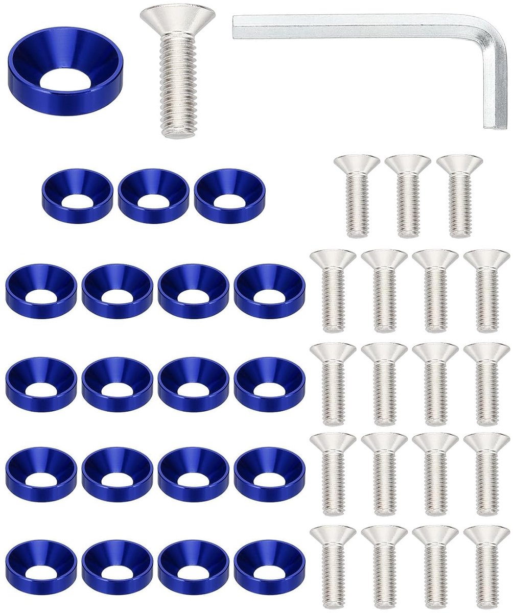 M6 Finish Zinc Plate Set - 20pcs Aluminum Alloy Flat Head Screws - Bolts Seal voor Mechanical Accessories - DIY Modellen - Blauw