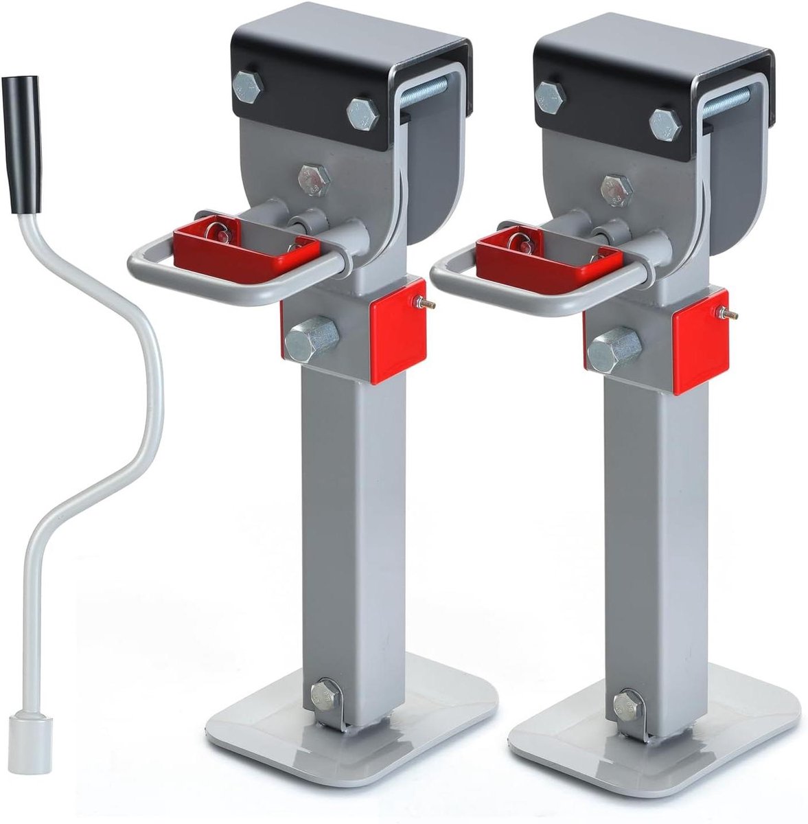 Aanhangwagen Krik Set - Stabilisator Krik - Camper Stabiliseren - Verstelbare Valpoot - 2 Stuks 907kg - Zwart