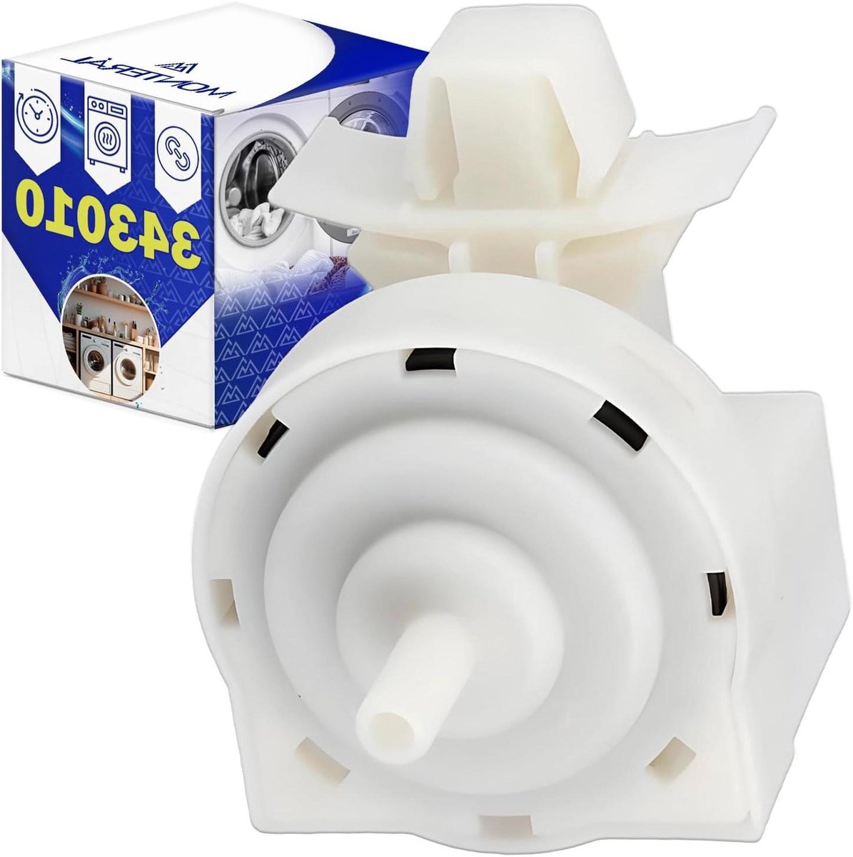 Drukschakelaar Wasmachine - Waterdrukschakelaar - Apparaat Reparatie - Originele Code 343010 - 9x7x4 cm - Zwart