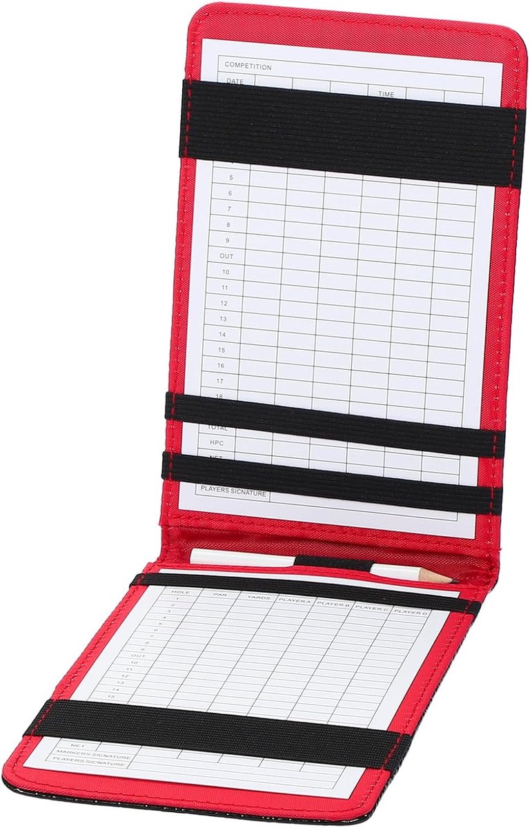 Golf Scorecard Holder - Leer Yardage Boek Cover - Golf Scorecard Boek met Potloodlus voor Golfers en Golfclub - Zwart
