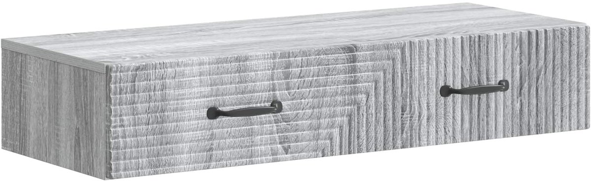 vidaXL Wandgemonteerde - Zijtafel - 87,5 - x - 34,5 - x - 17 - cm - Bewerkt - hout Grijs sonoma