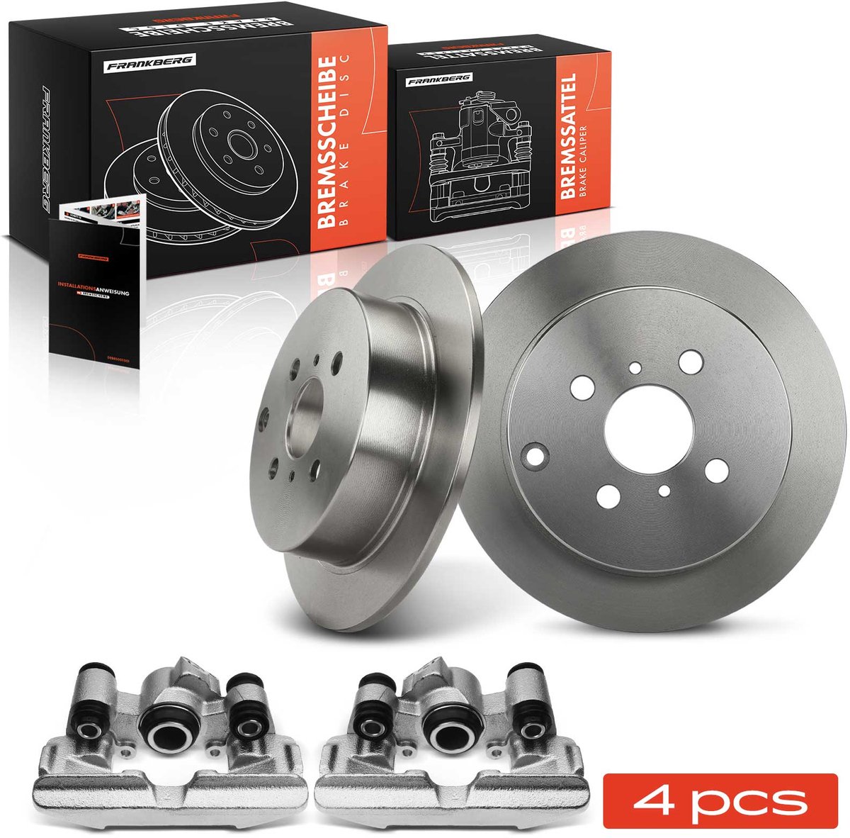 Frankberg 2x remklauw + 2x remschijf achter voor Toyota Yaris P1 1.3L