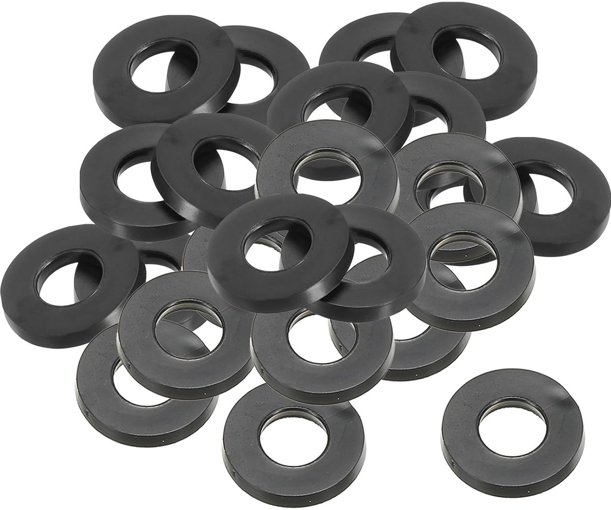M8 Rubber Washers - Rubber Seal - 24 Pieces - 8 mm ID - 16 mm OD - 2 mm Thick Flat Washers Set - Sealing Rubber for Faucet Tube - Fixing Screw - Black