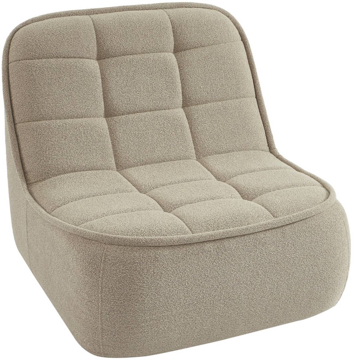 sweeek Fauteuil bouclé stof 1 zitplaats, verschillende kleuren l 93 x b 104 x h 85cm - boni beige
