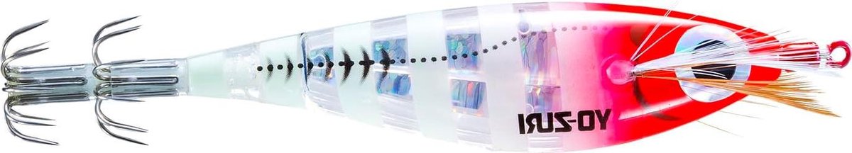 Inktvis Lokaas - Vis Aas - Vissen op Inktvis - 3D Laser Afwerking - 105mm - Zebra Luminous Rood