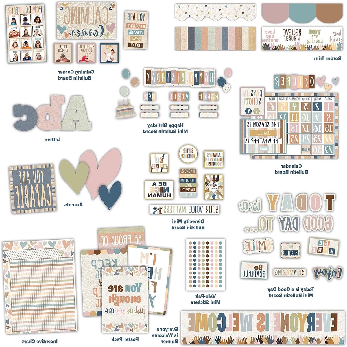 Klaslokaal Decoratie Set - Lesmateriaal Inrichting - Klaslokaal Aankleden - 16 Decoratie Items - 4 kg - Meerkleurig