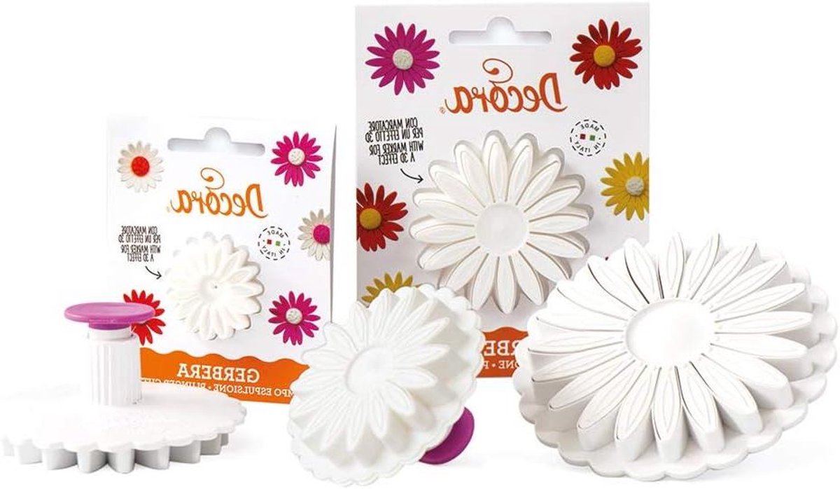 Modelleervorm Gerbera - Bloem uitsteker - Taarten decoreren - 3D bloemdetails - Ø 7 cm - Wit