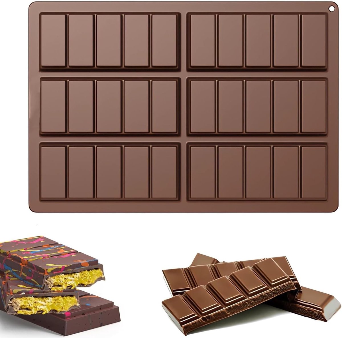 Diepe chocoladevorm voor het maken van gevulde chocoladeplaten, silicone chocolade mal, perfect voor chocoladebars en desserts