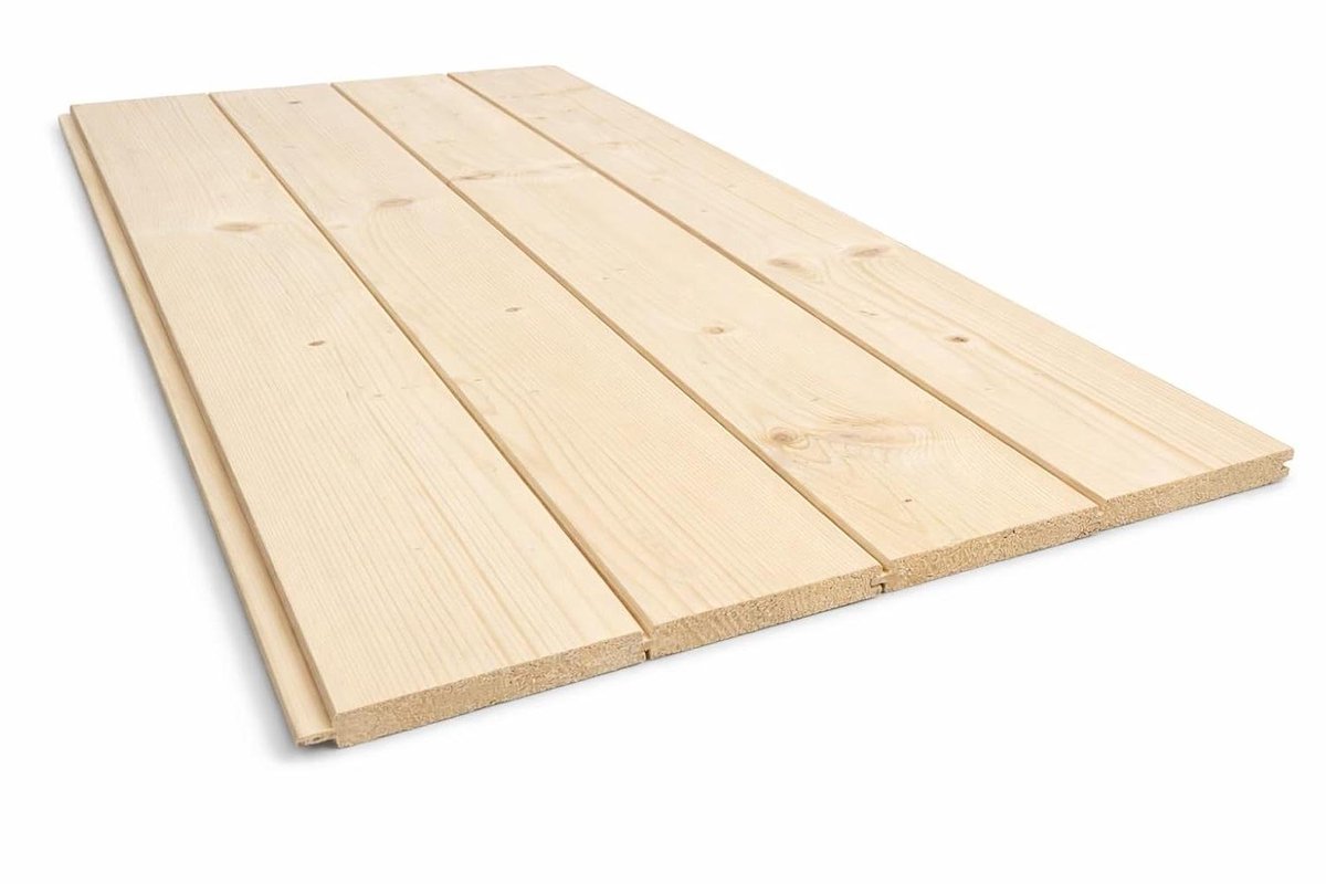 Dakrand Lambrisering Profielplanken - Gevelbekleding Hout - Tuinhuis Afwerken - Sparrenhout met Veer - 200 cm Lengte - Lichtbruin
