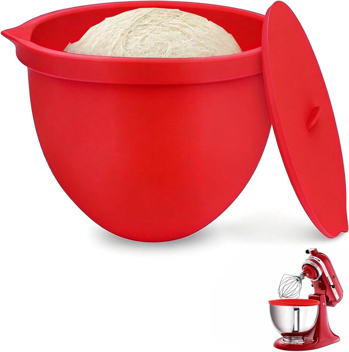 Mixer Kom Inzet - Keukenmachine Accessoire - Bakken en Bewaren - Hittebestendig en Vaatwasserbestendig - 5 Liter - Rood