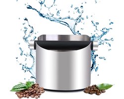 Afklopbak Koffiedik - Espresso Bak - Koffiedik Verzamelen - Geluiddempend Ontwerp - 12 cm Hoog - Zilver