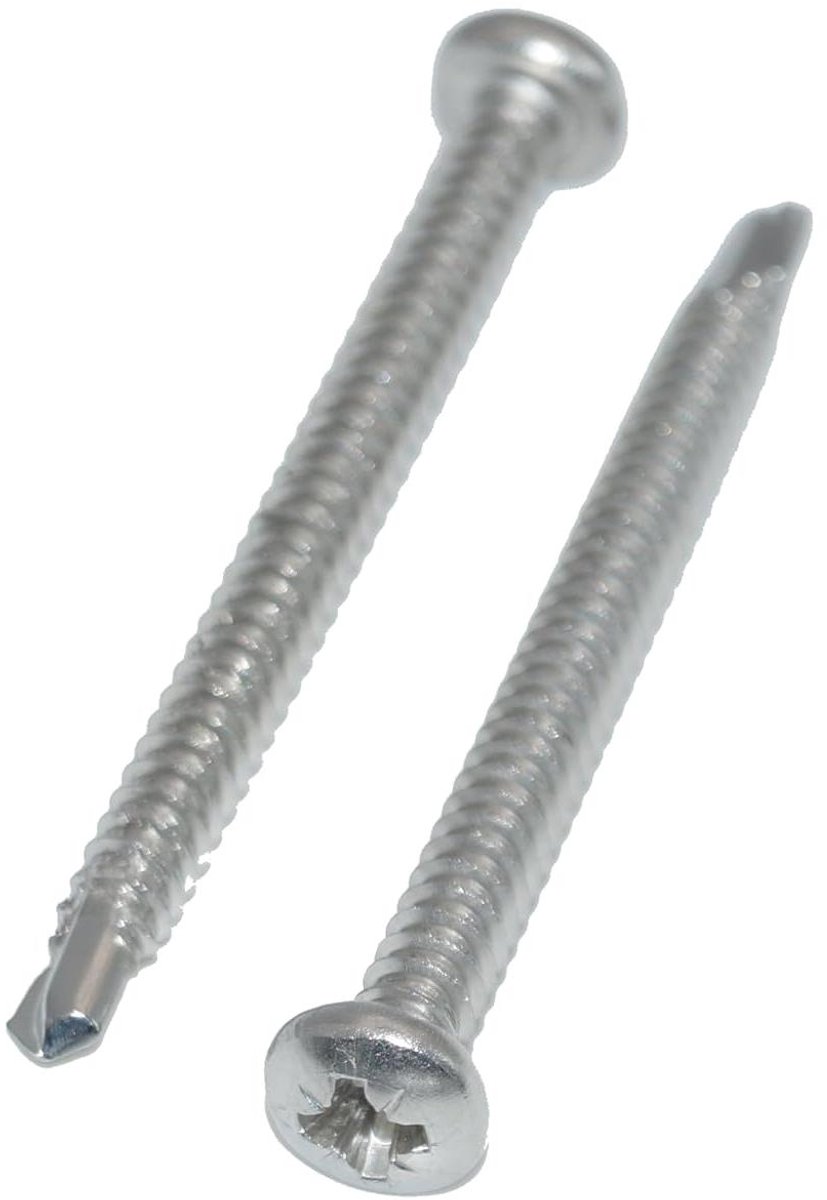Boorschroeven lenskop - Zelftappende schroeven - Metaal boren - Roestvrij staal A2 - 63 x 70 mm 60 stuks - Zilverkleurig