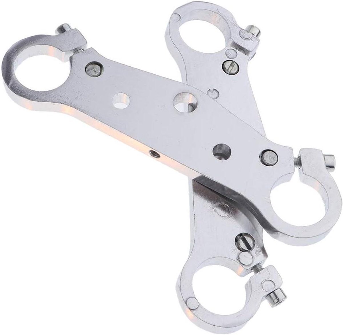 Voorvork Klem - Triple Tree Clamp - Motor Onderdelen - Hoge Kwaliteit Legering - 25mm Gat Diameter - Zilver