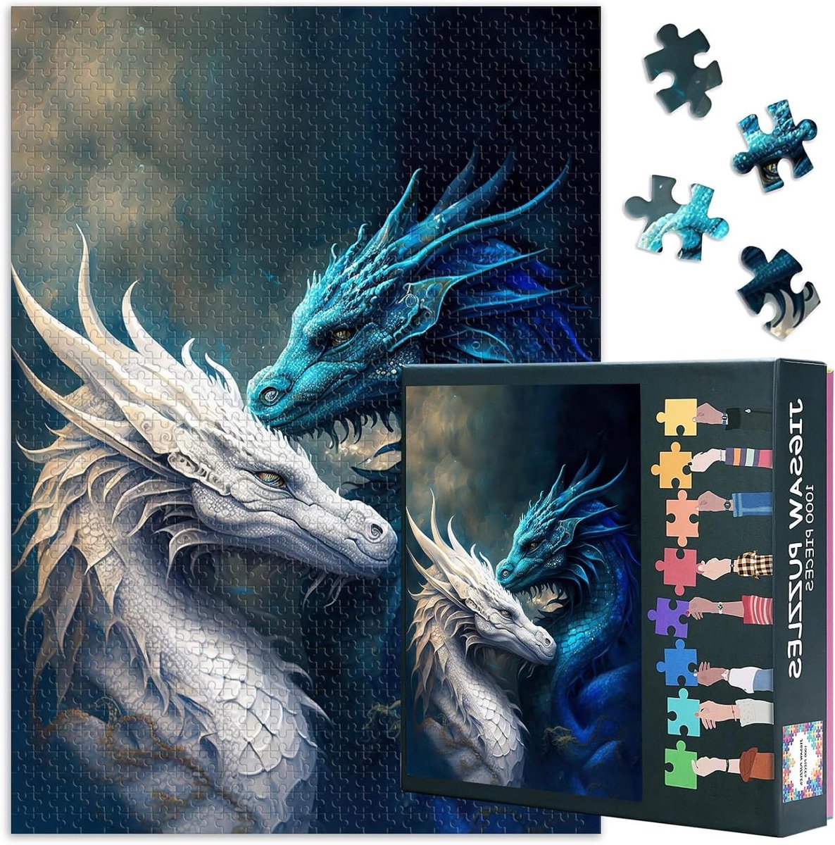 Puzzel 1000 stukjes - Legpuzzel volwassenen - Ontspannend tijdverdrijf - Puzzelletter markeringen - 70 x 50 cm - Draak