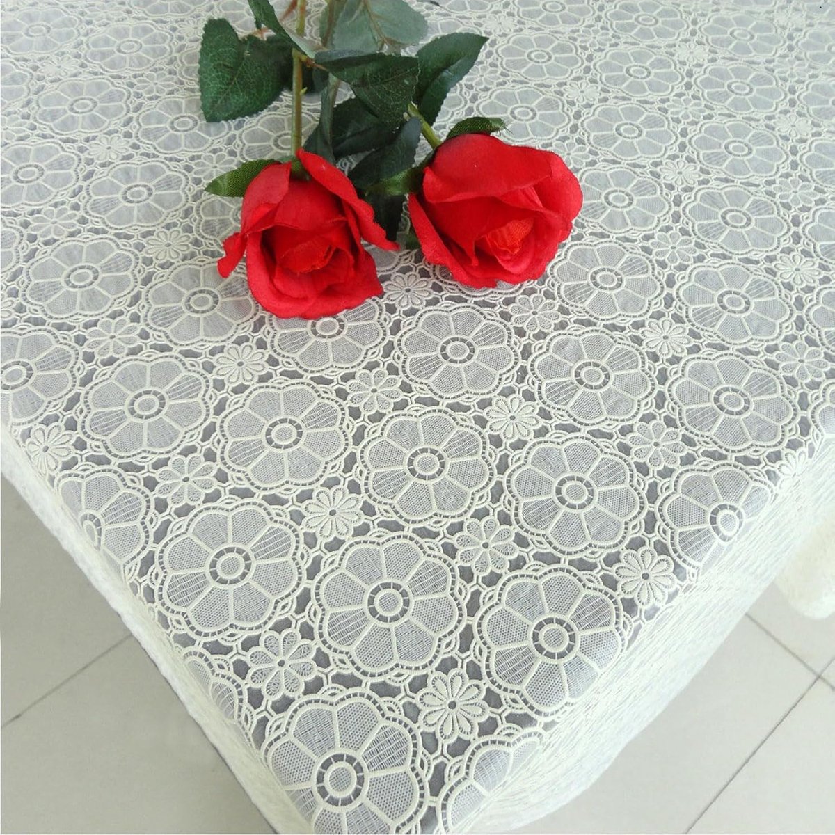 Vinyl Tafelkleed - Plastic Kleed - Tafel Beschermen - Elegante Kant Textuur - 135x220cm - G